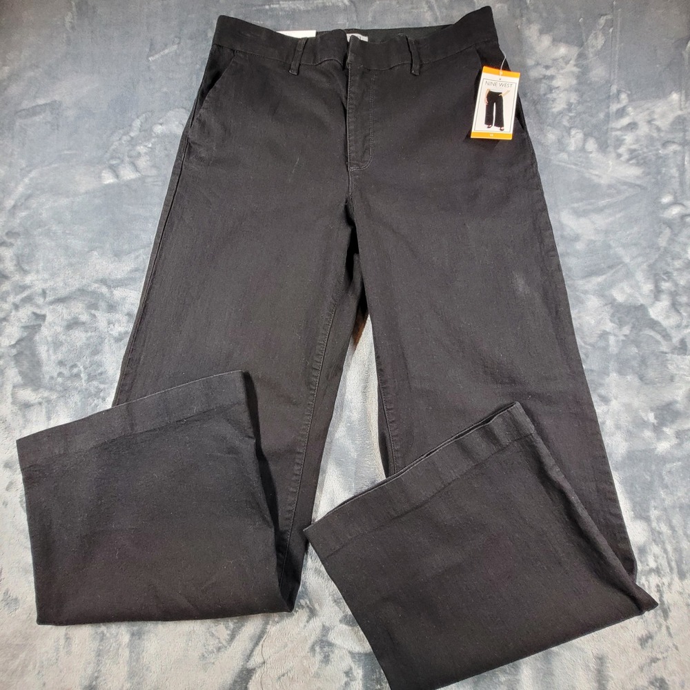 Nine West Jeans Womens Black Wide Leg Trouser Pants Size 12 SDNWB3327 NEW